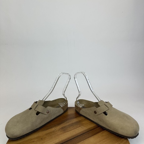 Mens Birkenstock Boston Soft Footbed Tan Nubuck Comfort Clogs Shoes Size EU 45 - Picture 6 of 8